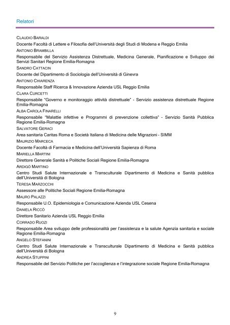 Raccolta delle esperienze in Emilia-Romagna - anno 2011 - Saluter