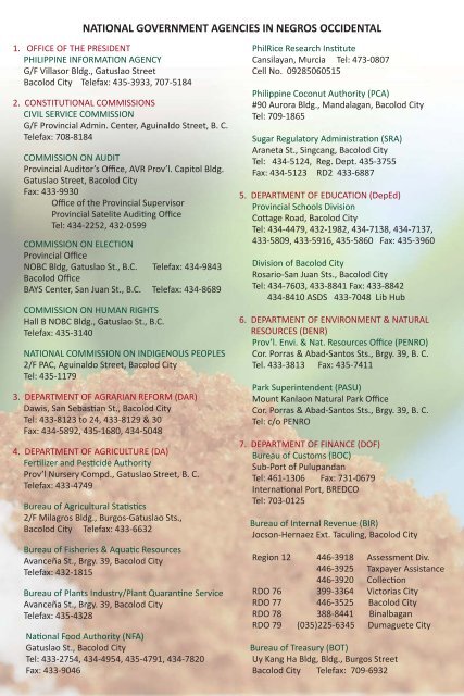 DIRECTORY 2011 Edited 4-11.indd - Negros Occidental