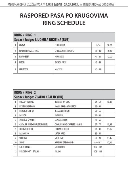 RASPORED PASA PO KRUGOVIMA RING SCHEDULE - HKS-a