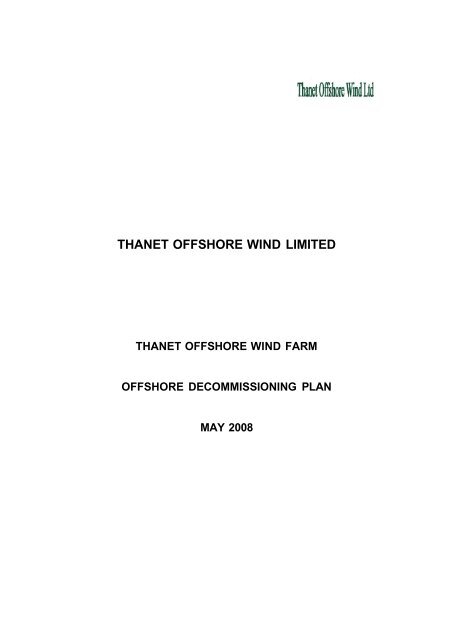 THANET OFFSHORE WIND LIMITED - Vattenfall