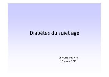 Dr Saraval - Diabete et sujet age - PIRG