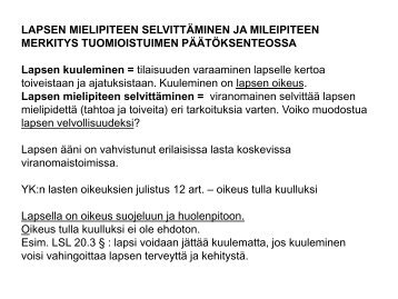 Lapsen kuuleminen ja mielipiteen merkitys - Socom