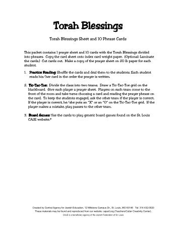 Torah Blessings & 10 phrase cards pdf.pub - Central Agency for ...