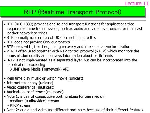 Transportation Protocols: UDP, TCP & RTP