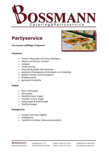 Bossmann - Catering und Partyservice