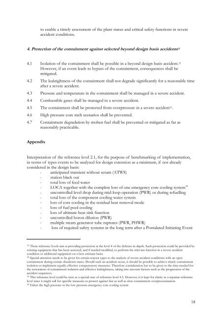 WENRA Reactor Safety Reference Levels January 2007