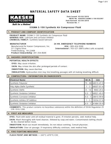 SIGMA S-150 Synthetic Air Compr - Kaeser