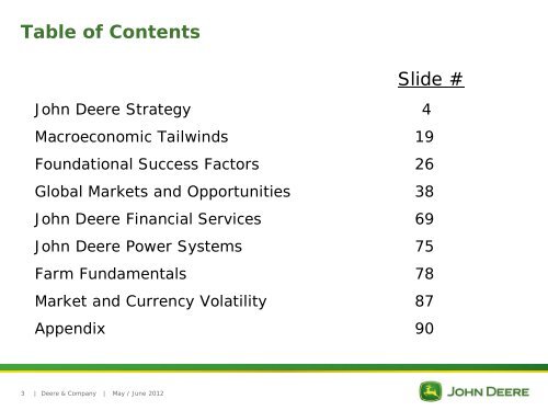 Deere & Company Investor Relations - John Deere