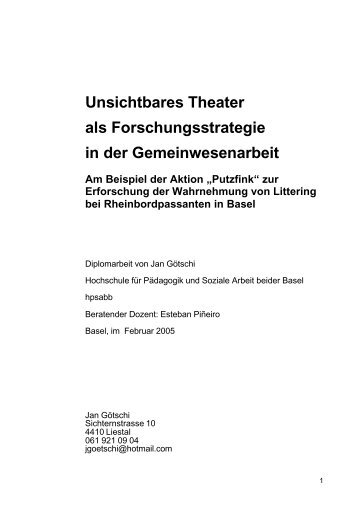 Unsichtbares Theater als Forschungsstrategie in ... - "Creopolis", Basel