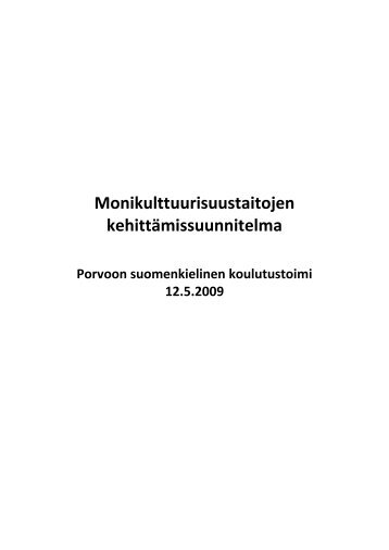 Monikulttuurisuustaitojen kehittämissuunnitelma - Edu.fi