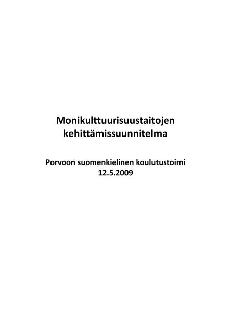 Monikulttuurisuustaitojen kehittämissuunnitelma - Edu.fi