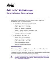 Avid Unity MediaManager Using the Recovery Image