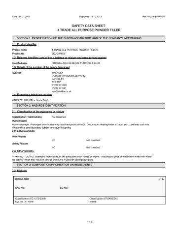 297653 COSHH Datasheet (PDF) - Travis Perkins