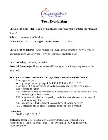 Tuck Everlasting Newspaper