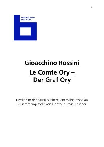 Gioacchino Rossini Le Comte Ory Ã¢Â€Â“ Der Graf Ory