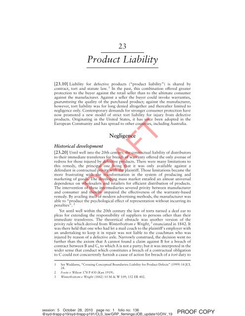 Chapter 23: Product Liability - Thomson Reuters