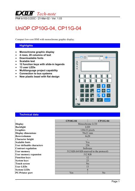 UniOP CP10G-04, CP11G-04 - Hiflex