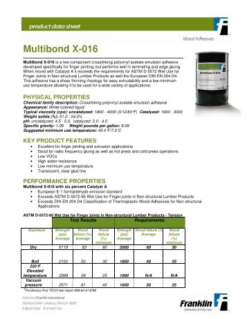 Multibond X-016 - Franklin Adhesives and Polymers