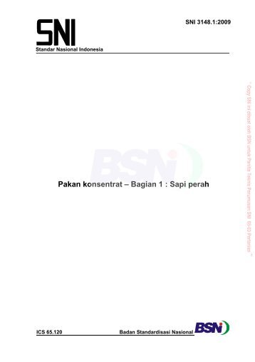 SNI Pakan Konsentrat Sapi Perah Nomor 3148.1- 2009 - D8-AFIC