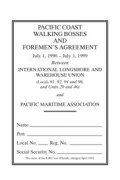pacific coast walking bosses and foremen's agreement - ILWU