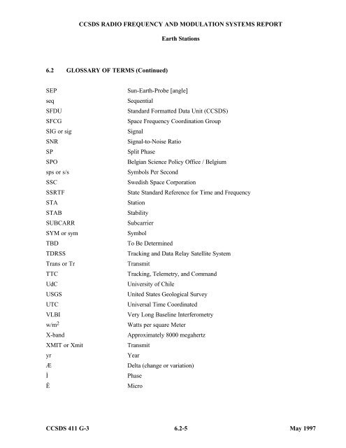 Report: RF&Mod Systems-Part 1: Earth Stations - CCSDS