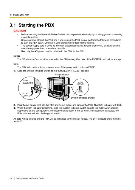 Pure IP-PBX Getting Started For Physical Cards - Panasonic