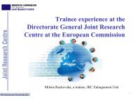 Trainee experiance at DG JRC - RTD