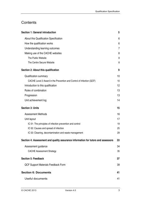 CACHE Qualification Specification