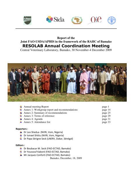 RESOLAB Annual Coordination Meeting - fao ectad bamako