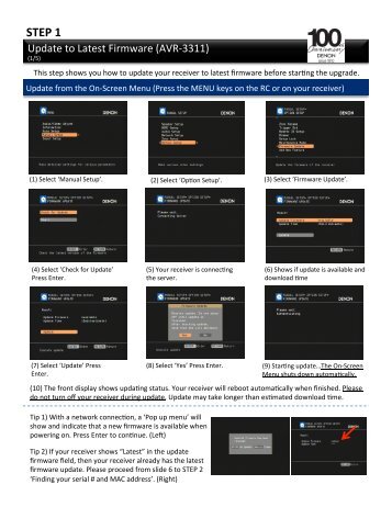 Upgrade instructions and order sheet for AVR-3311CI ... - DENON CA