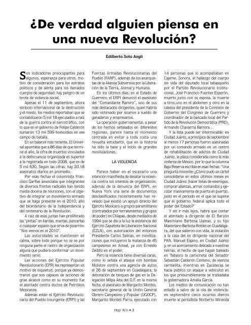 Los mexicanos, ante la crisis econÃ³mica. una nueva RevoluciÃ³n?