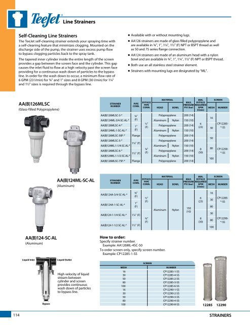 Line Strainers Tip Strainers - TeeJet