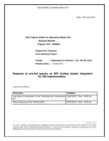 Addendum - tripura state co-operative bank