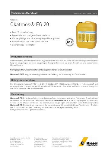 Okatmos® EG 20 - Kiesel Bauchemie GmbH & Co.KG