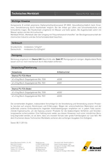 Okamul PU-FCA_de.pdf - Kiesel Bauchemie GmbH & Co.KG
