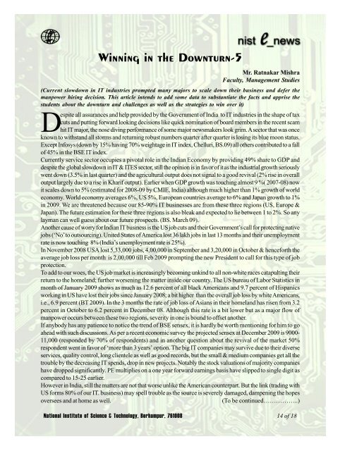 NIST e-NEWS(Vol 62, Apr 15, 2009)