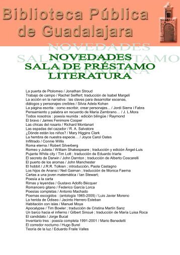 01 NOVEDADES PRÃSTAMO LITERATURA - Bibliotecas PÃºblicas