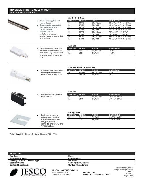 TRACK LIGHTING • SINGLE CIRCUIT - Jesco Lighting