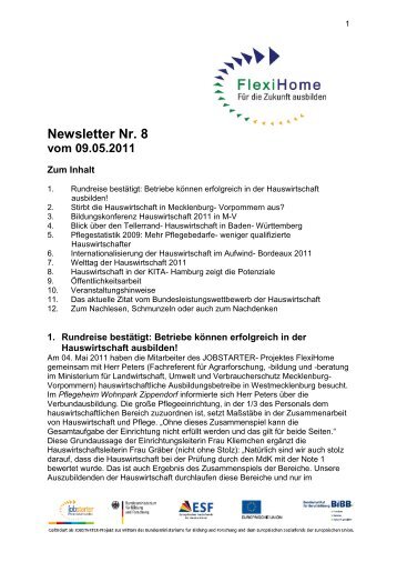 Newsletter Nr. 8 vom 09.05.2011 - Schweriner Bildungswerkstatt