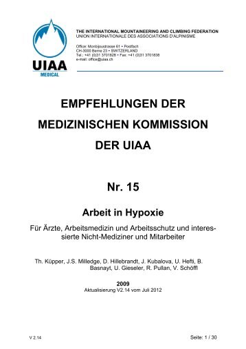 EMPFEHLUNGEN DER MEDIZINISCHEN KOMMISSION DER UIAA ...