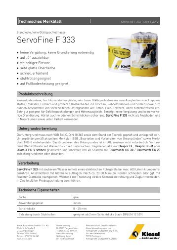 ServoFine F 333_de.pdf - Kiesel Bauchemie GmbH & Co.KG