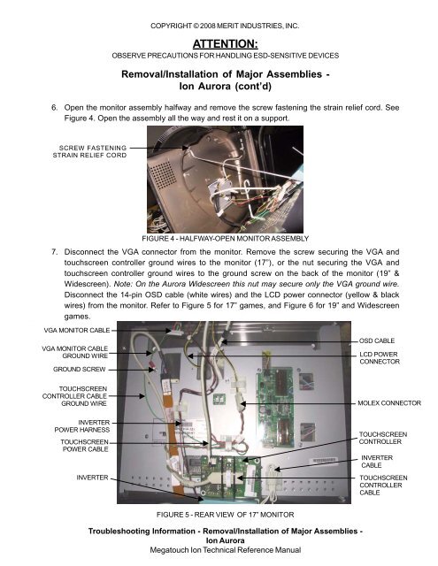 Monitor / Touchscreen Removal and Installation - Megatouch