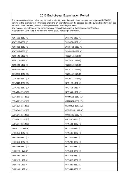 2013 Mid-Year Examination Period