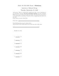 Math 101 Fall 2001 Exam 1 Solutions Instructor: Richard Stong ... - Usc