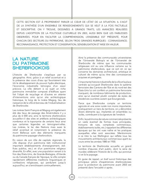 Projet de politique du patrimoine culturel sherbrookois (PDF - 4,6 Mo)