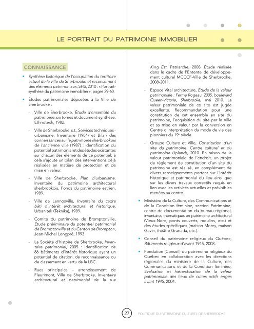 Projet de politique du patrimoine culturel sherbrookois (PDF - 4,6 Mo)