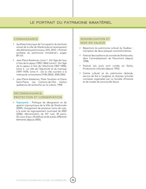 Projet de politique du patrimoine culturel sherbrookois (PDF - 4,6 Mo)