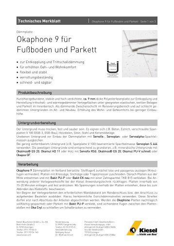 Okaphone 9 für Fußboden und Parkett_de.pdf - Kiesel Bauchemie ...