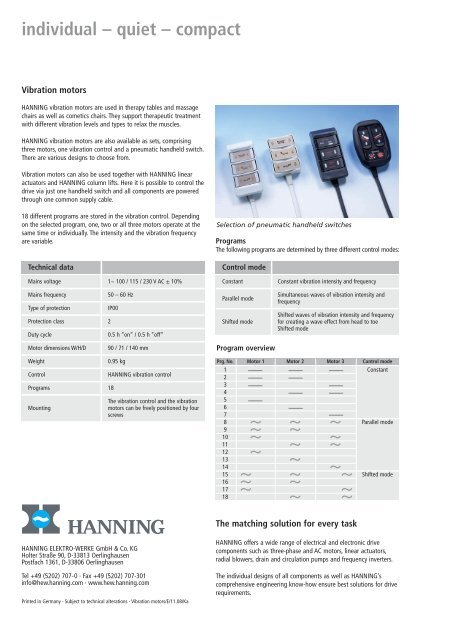 VIBRATION MOTORS - Hanning Elektro-Werke GmbH & Co. KG