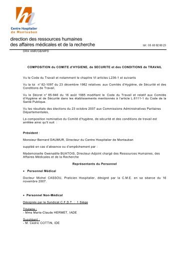 TÃ©lÃ©chargez la liste des membres - Centre hospitalier de Montauban